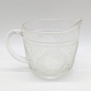 Vintage Anchor Hocking Clear Glass Floral Small Creamer